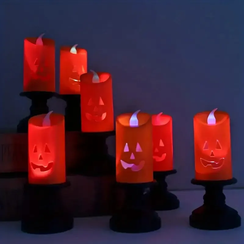 12-Pieces: Halloween LED Pumpkin Chandelier Candles