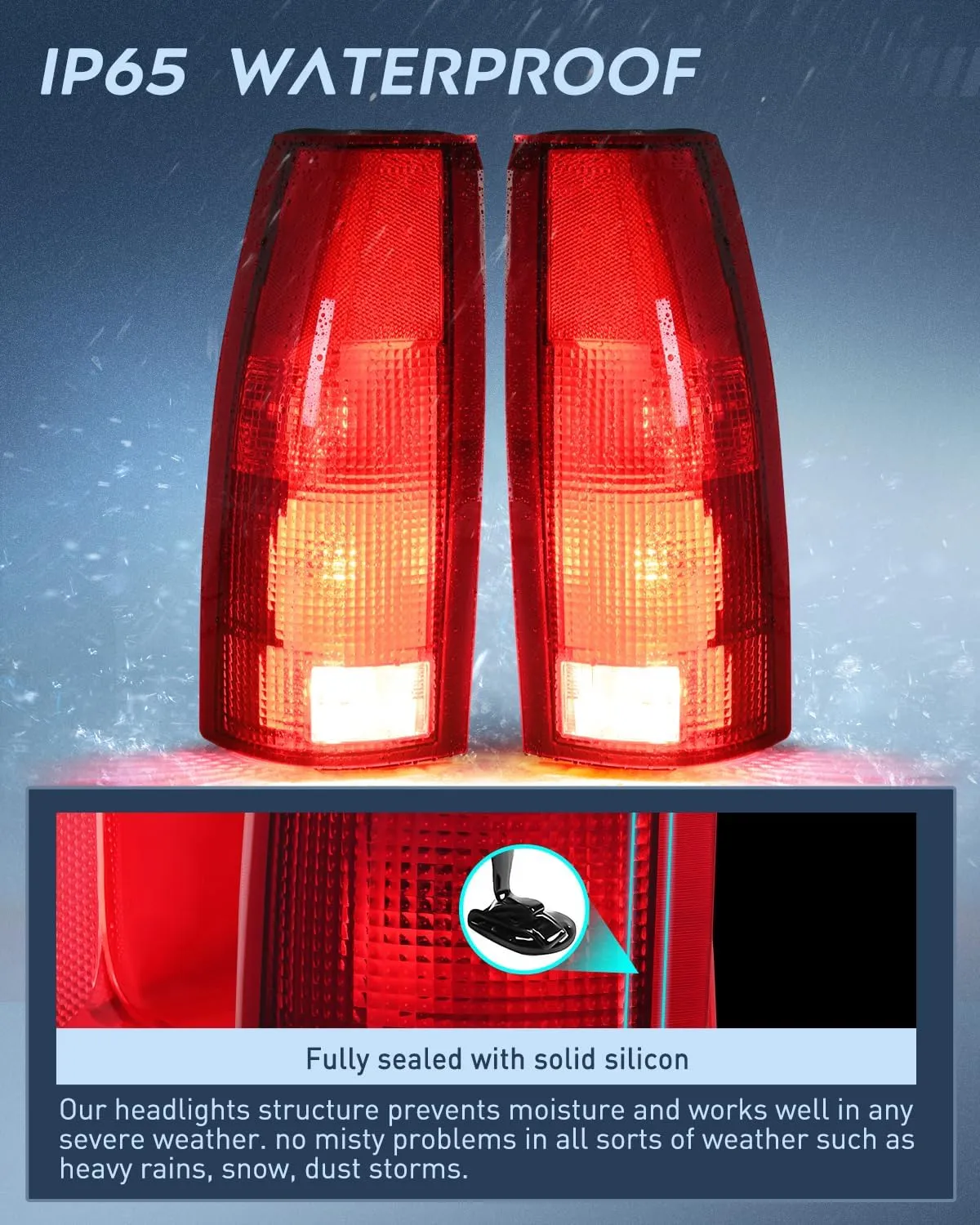 1998-1999 Chevy GMC C/K1500 2500 3500 1992-1999 Yukon Suburban Blazer 1995-2000 Tahoe 1999-2000 Cadillac Tail light Assembly Rear Lamp Replacement w/Bulbs and Harness