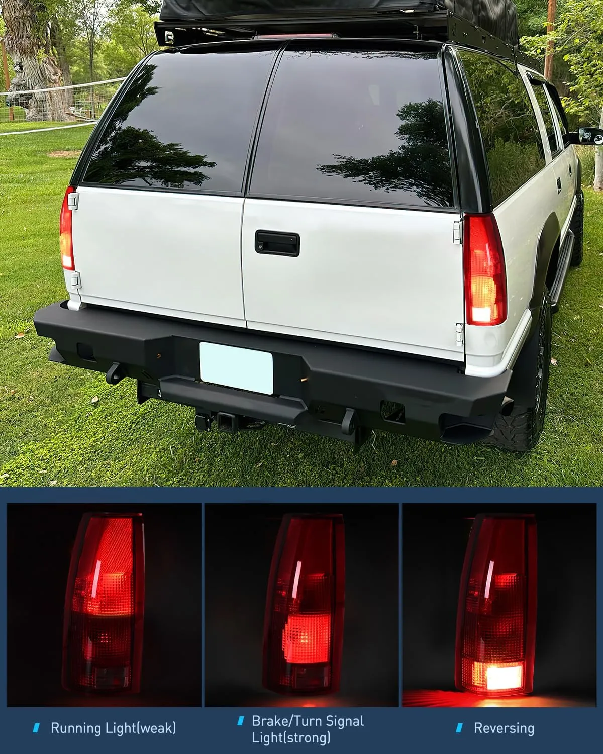 1998-1999 Chevy GMC C/K1500 2500 3500 1992-1999 Yukon Suburban Blazer 1995-2000 Tahoe 1999-2000 Cadillac Tail light Assembly Rear Lamp Replacement w/Bulbs and Harness