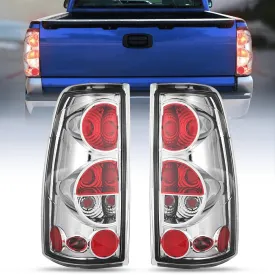 1999-2007 Chevy Silverado 1999-2002 GMC Sierra Tail light Assembly Rear Lamp Classic Body OE Style Chrome Housing Clear Lens