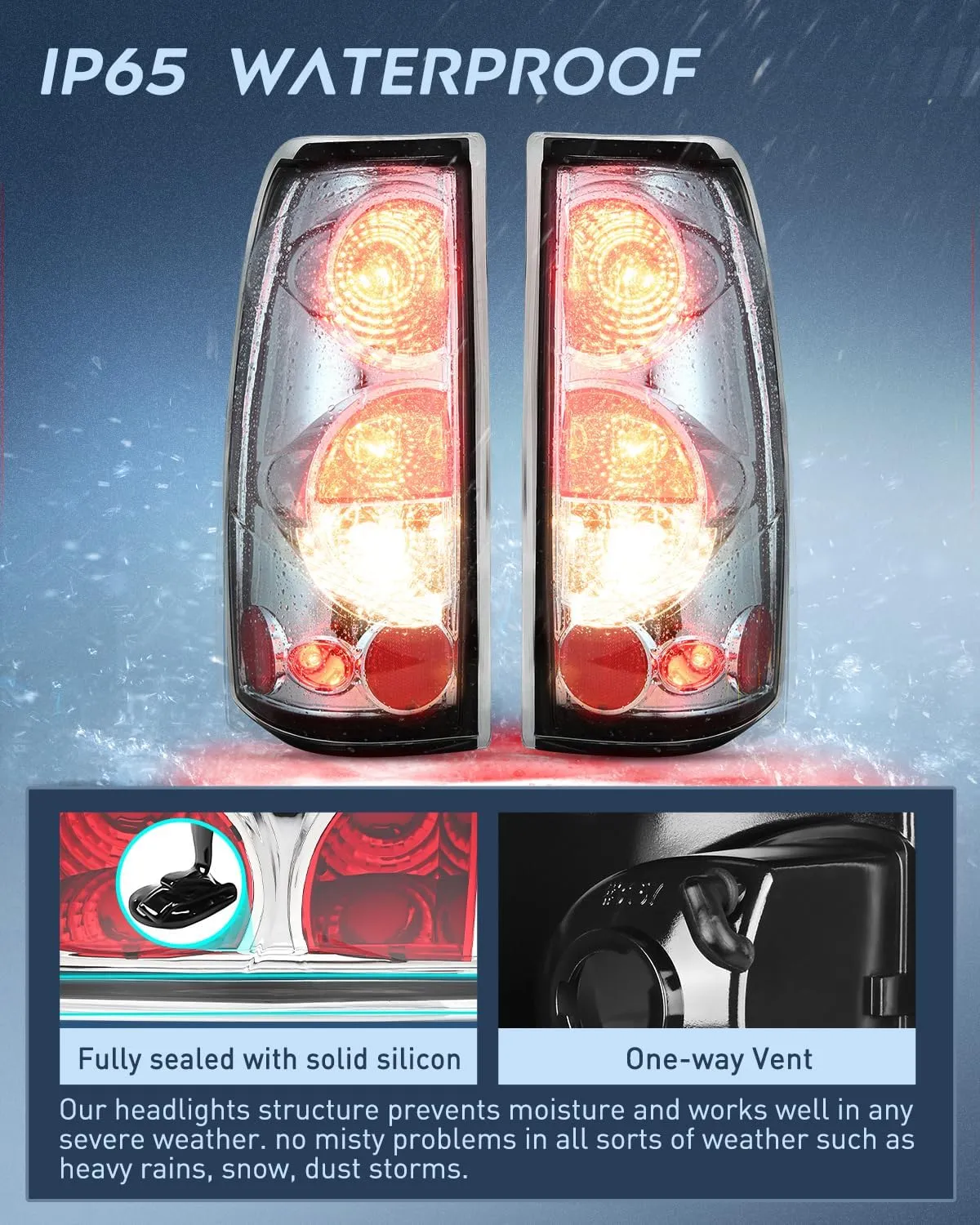 1999-2007 Chevy Silverado 1999-2002 GMC Sierra Tail light Assembly Rear Lamp Classic Body OE Style Chrome Housing Clear Lens