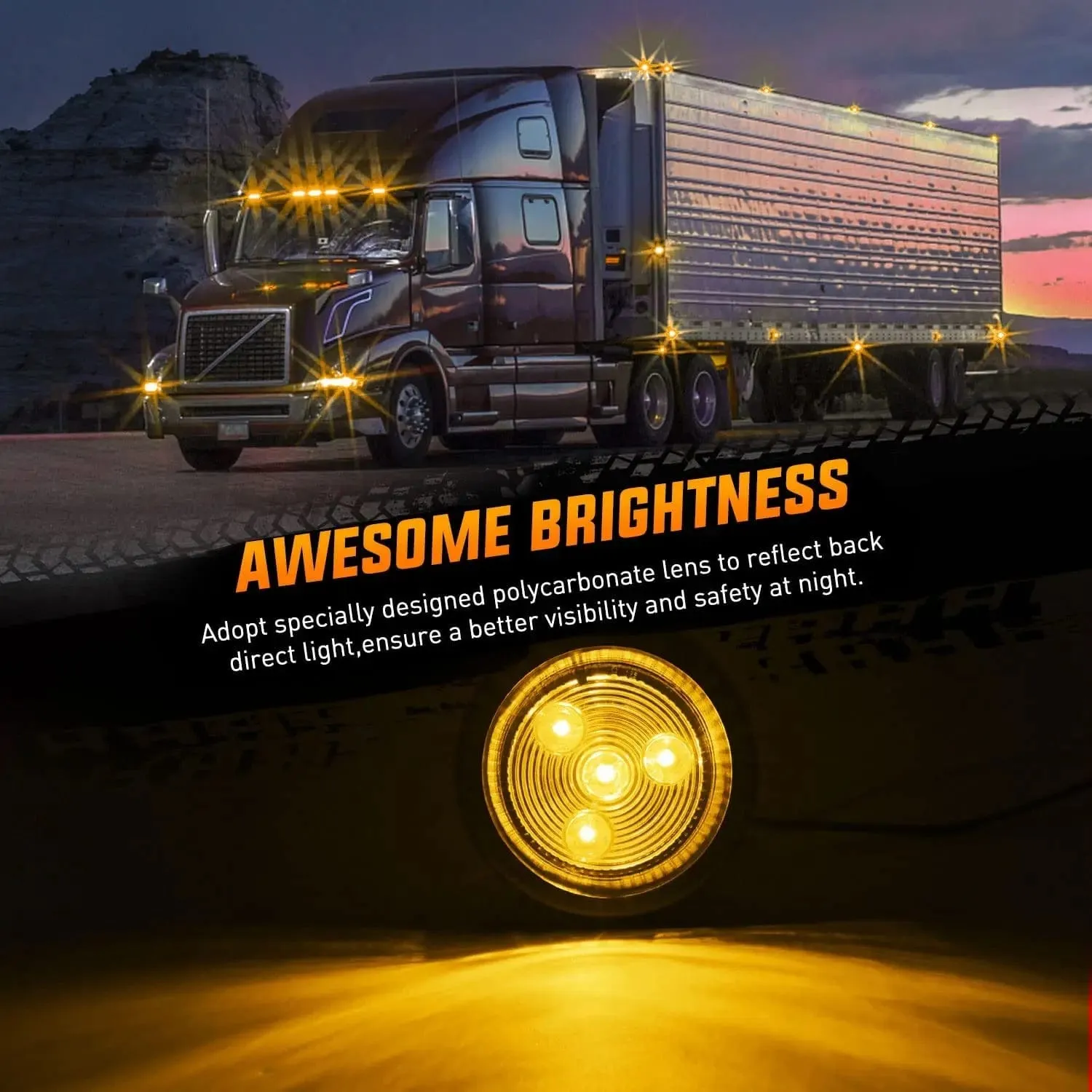 2 Inch Amber Round Side Marker Light (5 Pcs)