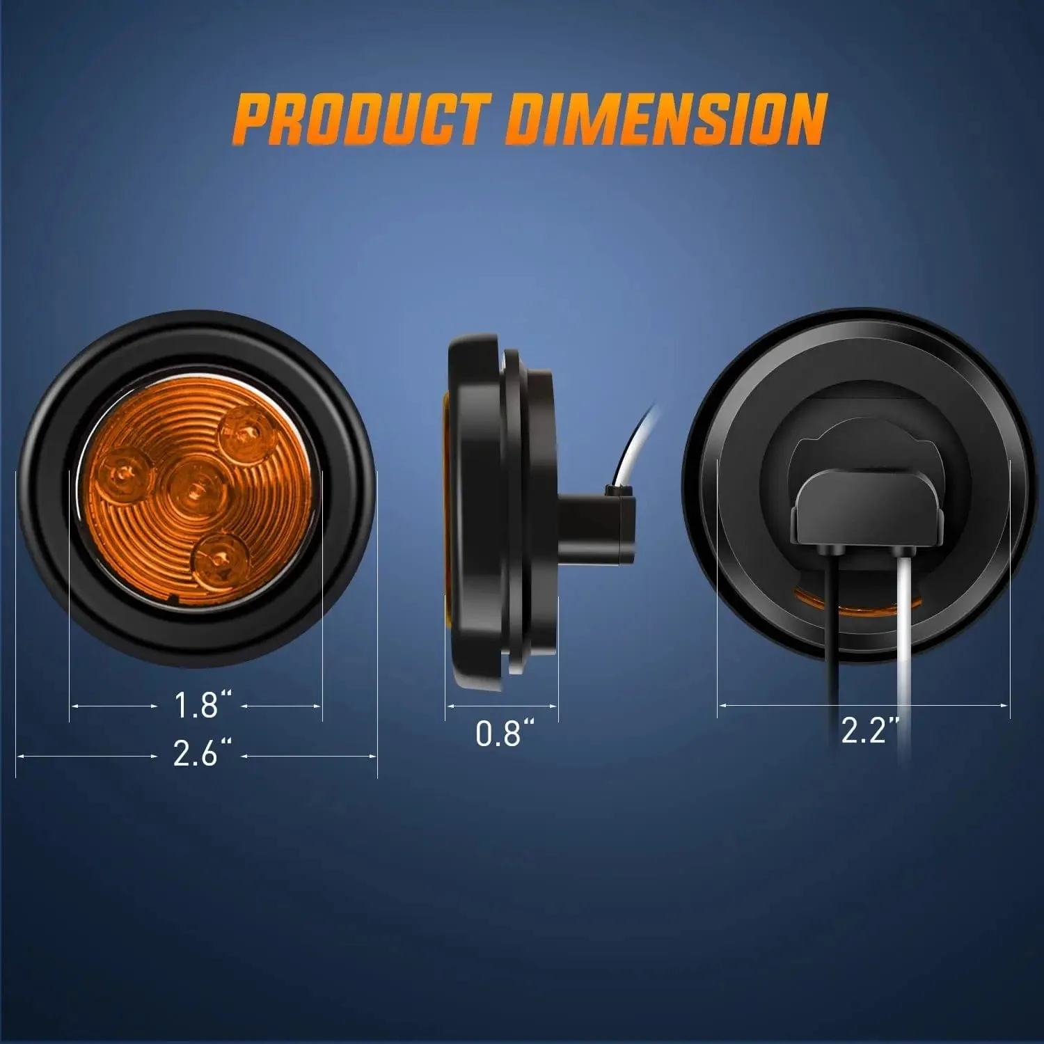2 Inch Amber Round Side Marker Light (5 Pcs)