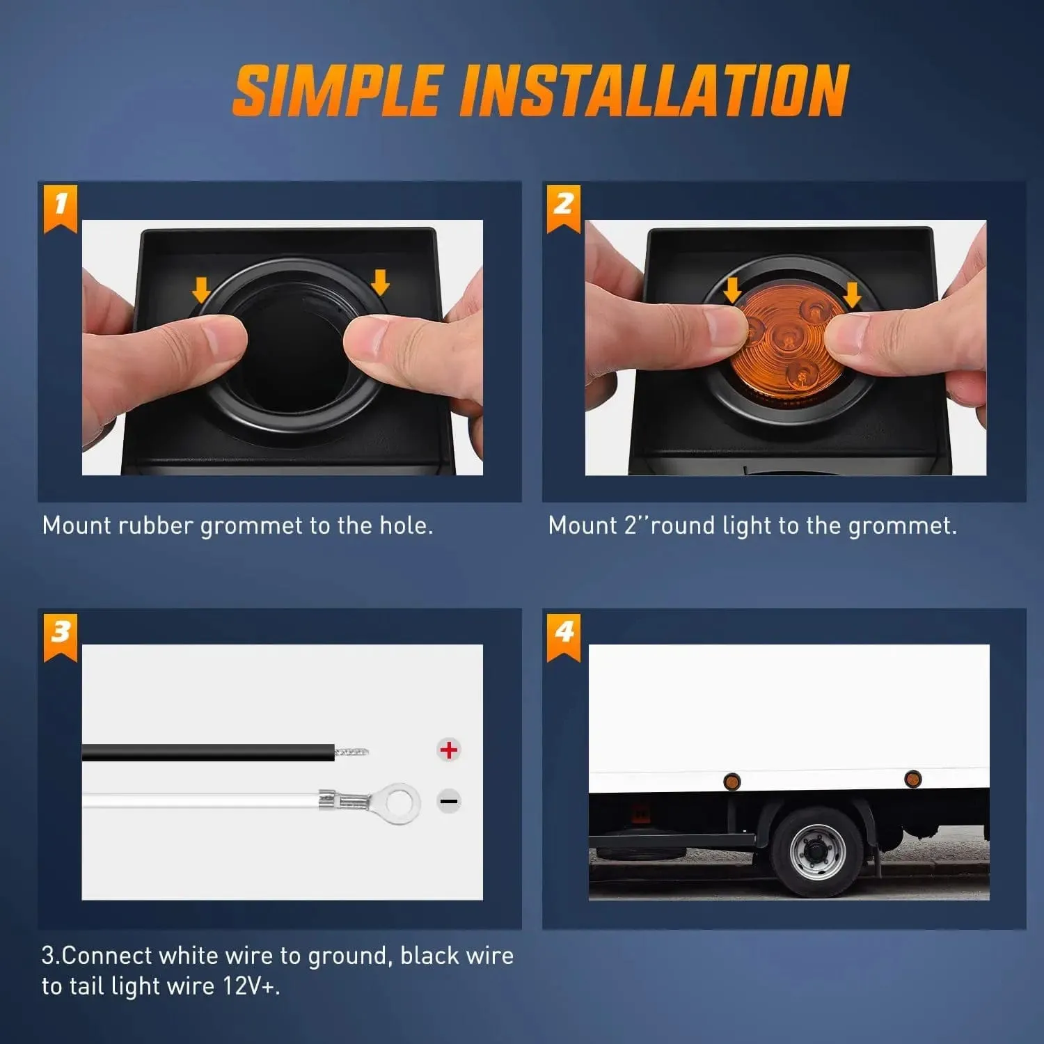 2 Inch Amber Round Side Marker Light (5 Pcs)