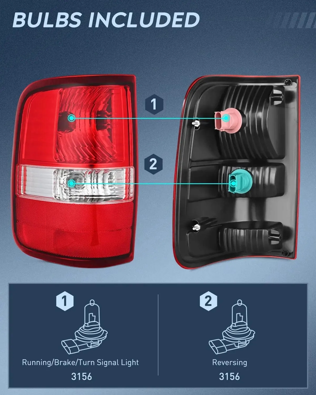 2004-2008 Ford F150 Tail light Assembly Rear Lamp Replacement OE Style Red Housing Driver Side