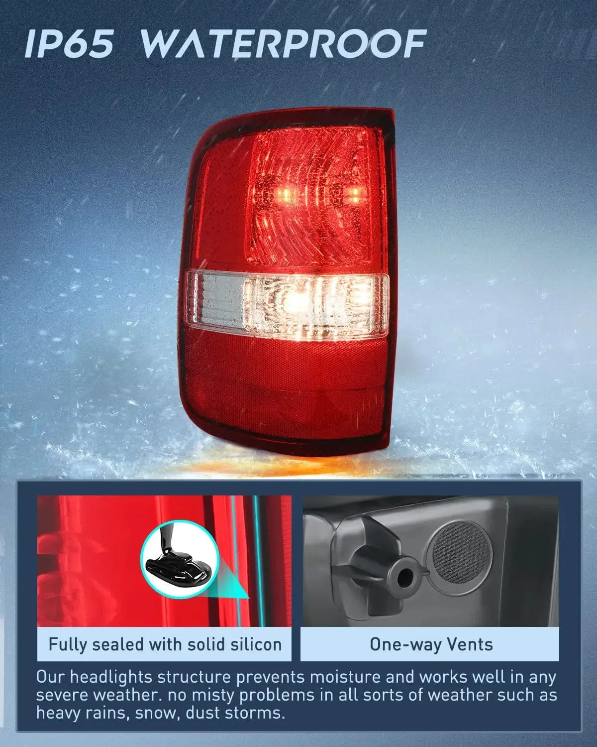 2004-2008 Ford F150 Tail light Assembly Rear Lamp Replacement OE Style Red Housing Driver Side
