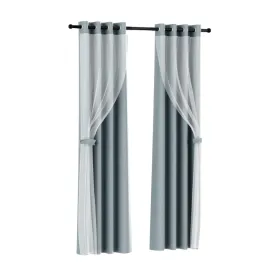 2X 132x160cm | Blockout Sheer Curtains | Light Grey