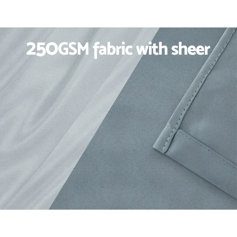 2X 132x160cm | Blockout Sheer Curtains | Light Grey