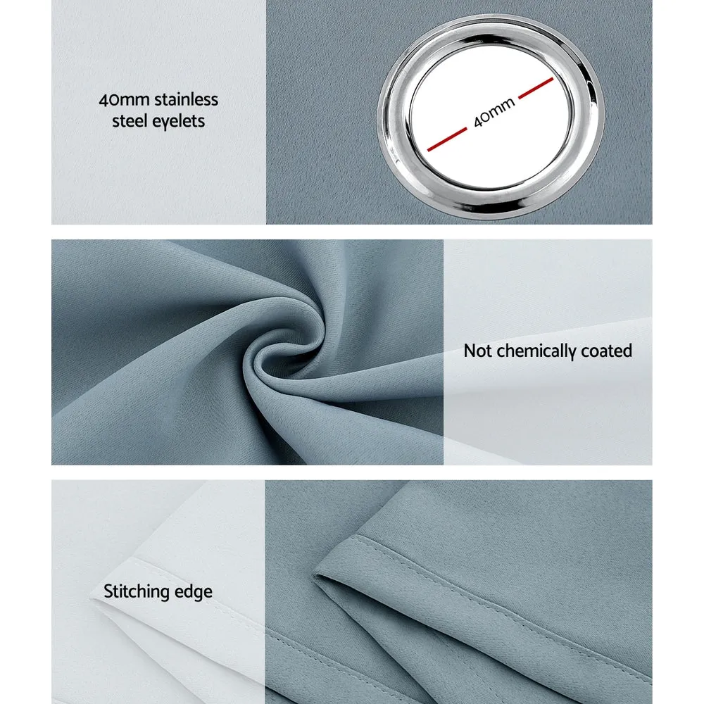 2X 132x160cm | Blockout Sheer Curtains | Light Grey