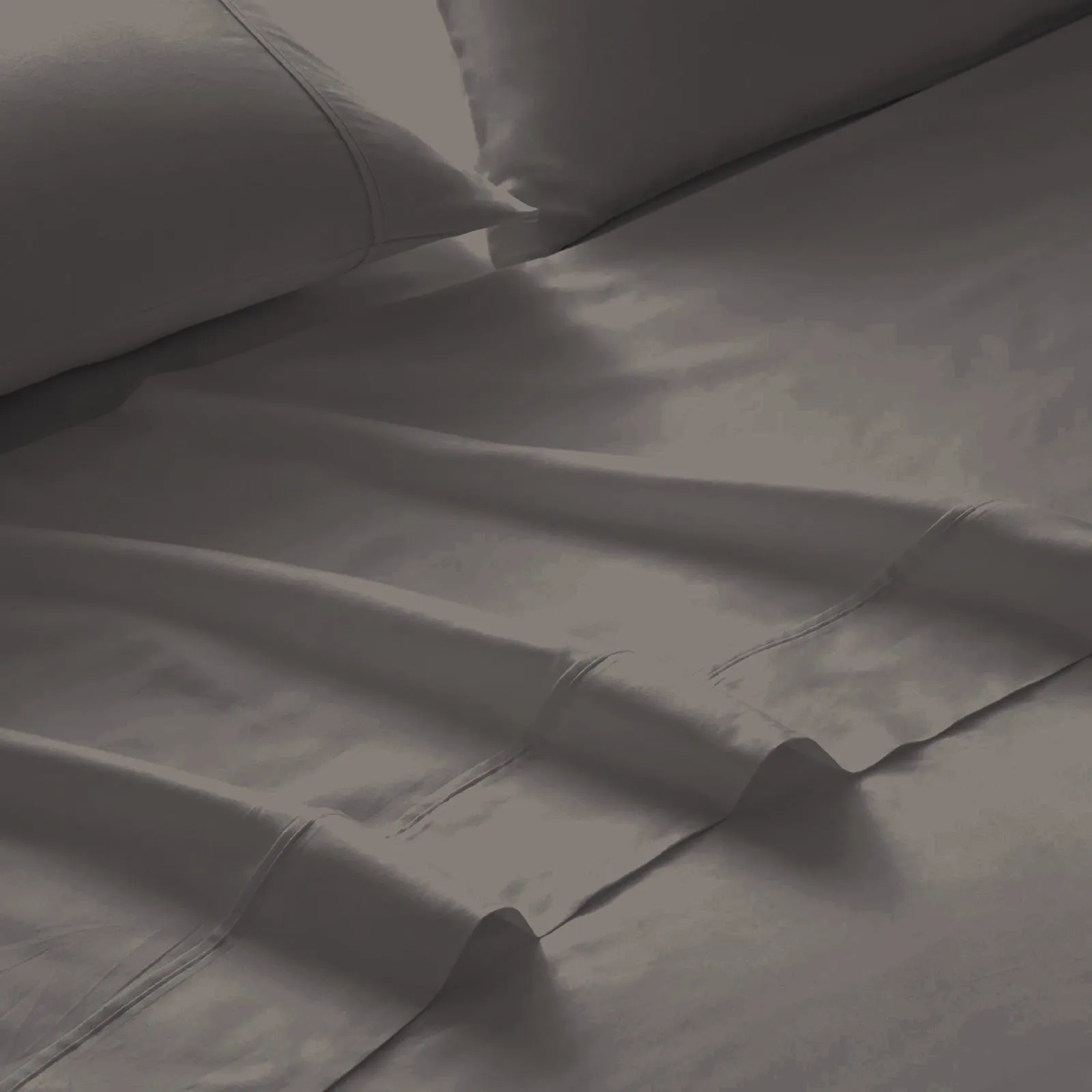 4 Piece 1500TC Sheet Set | Goose Feather Down Pillows 2 Pack | King | Stone