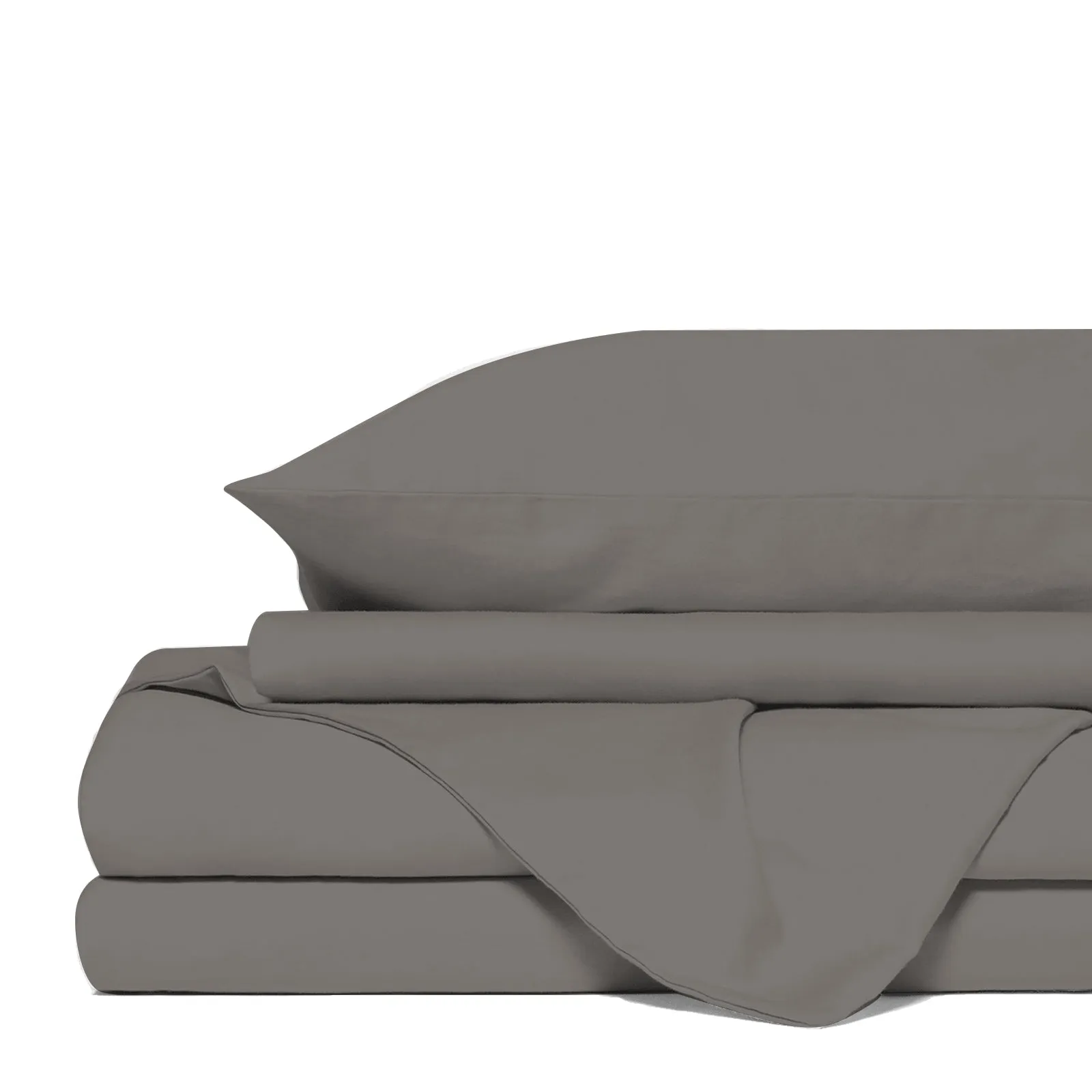4 Piece 1500TC Sheet Set | Goose Feather Down Pillows 2 Pack | King | Stone