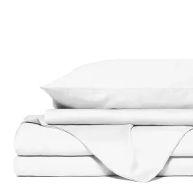 4 Piece 1500TC Sheet Set | Goose Feather Down Pillows 2 Pack | Queen | White