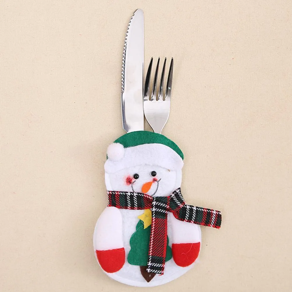 6pc Christmas Snowman Cutlery Bags Dining Table Cutlery(Snowman 1)
