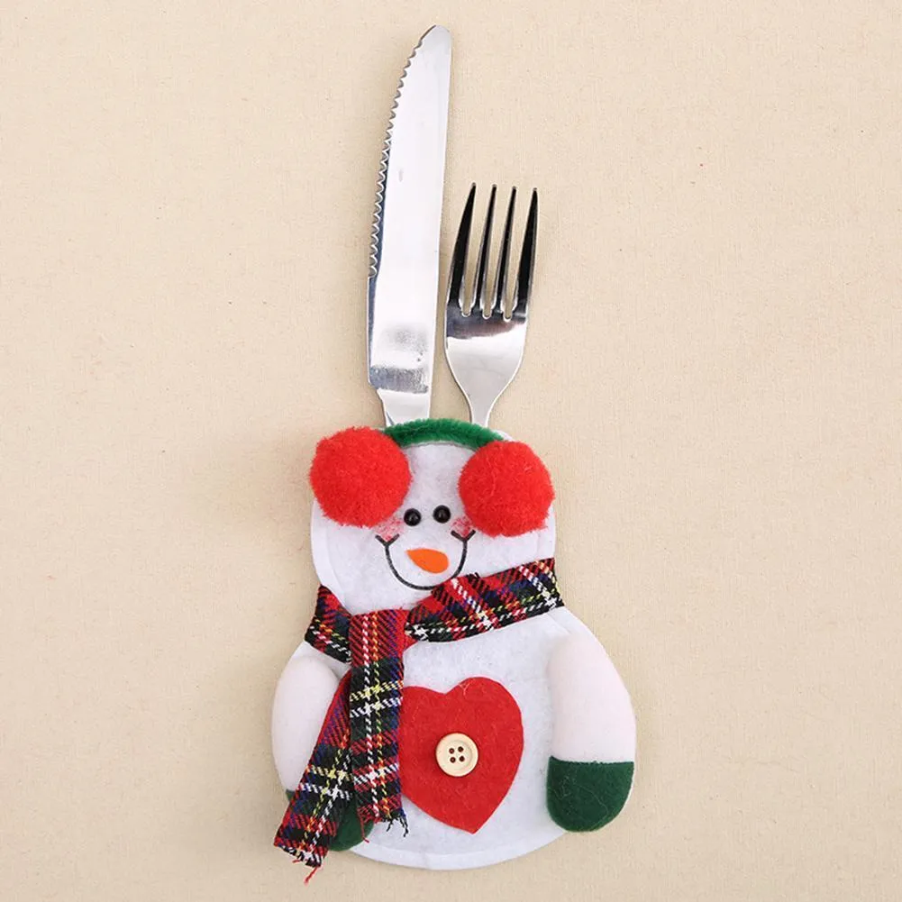6pc Christmas Snowman Cutlery Bags Dining Table Cutlery(Snowman 2)