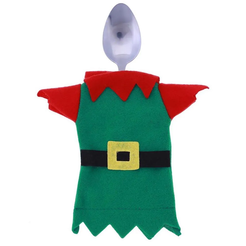 6pcs Christmas Xmas Cutlery Tableware Holder Fork Spoon Knife Bag Cover