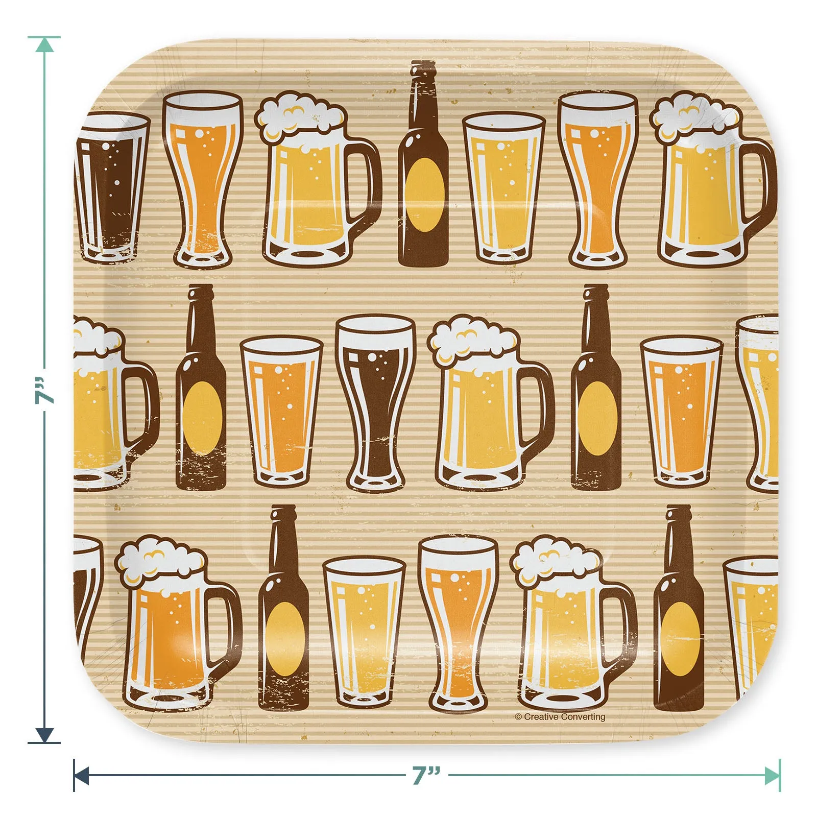 Beer Party Paper Dessert Plates, Beverage Napkins, and Forks (Serves 16)