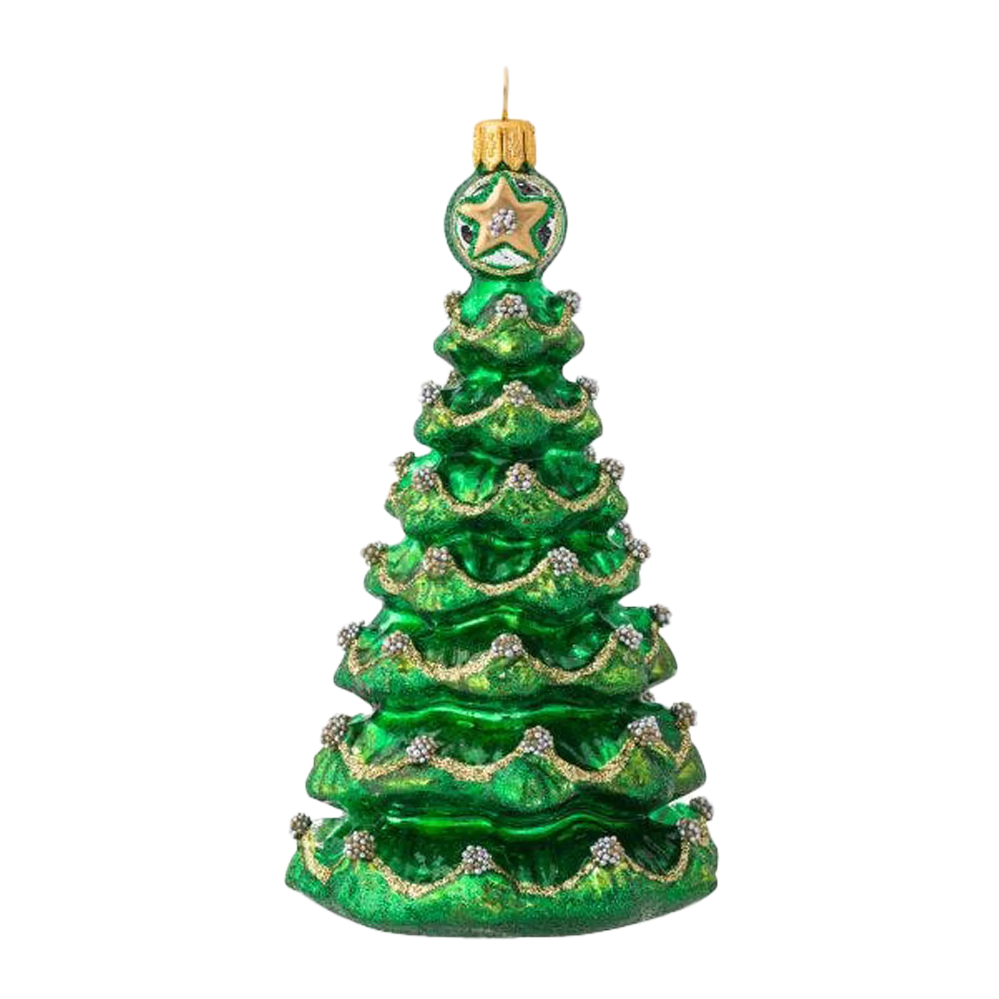 Berry & Thread Green Tree Glass Ornament