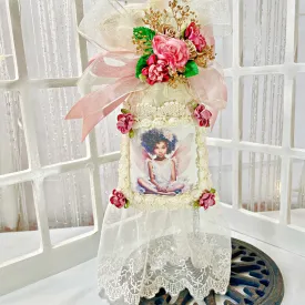 Black Fairy Themed Angel Sachet Wall Hanging Gift For Her, African American Angel Sachet, Flower Gift For Her For Christmas One of a Kind