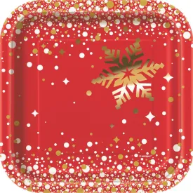Christmas Gold Sparkle 18cm Foil-Stamped Paper Plates