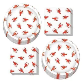 Crawfish Dinner Plates and Napkins for Mardi Gras and Seafood Festivals (Serves 16)