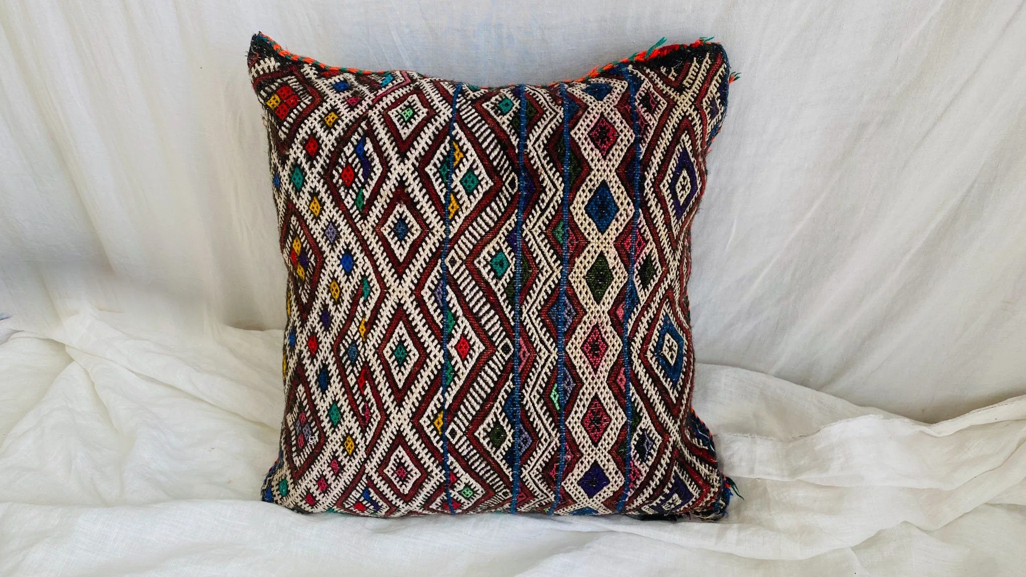 Fine Vintage Moroccan Kilim Pillow.