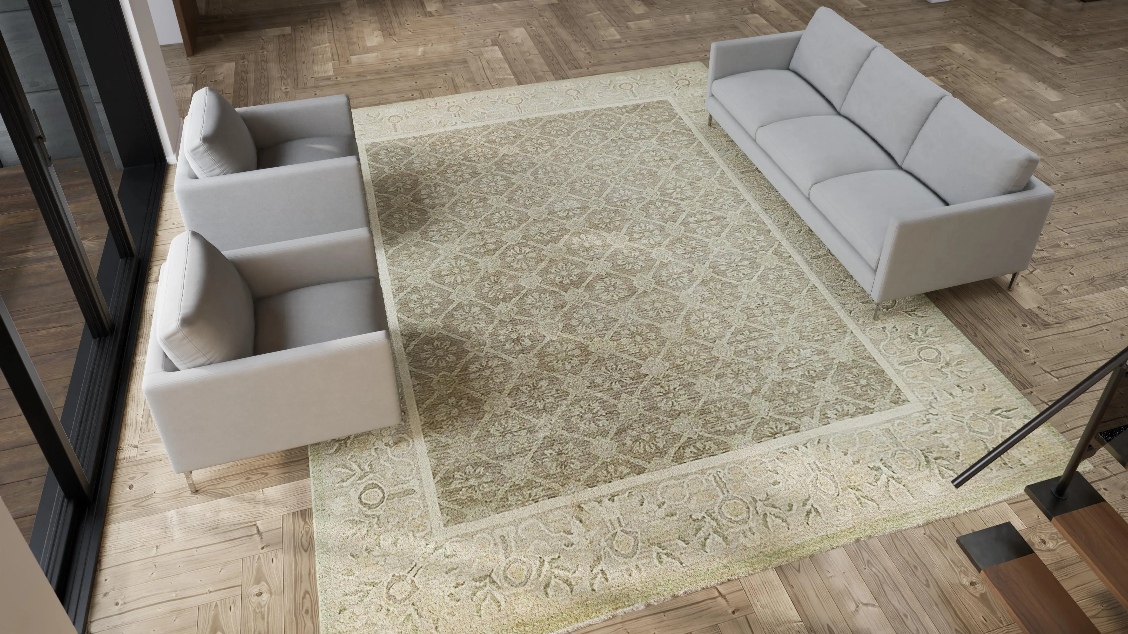Grey Traditional Wool Rug - 11'7" x 14'3"