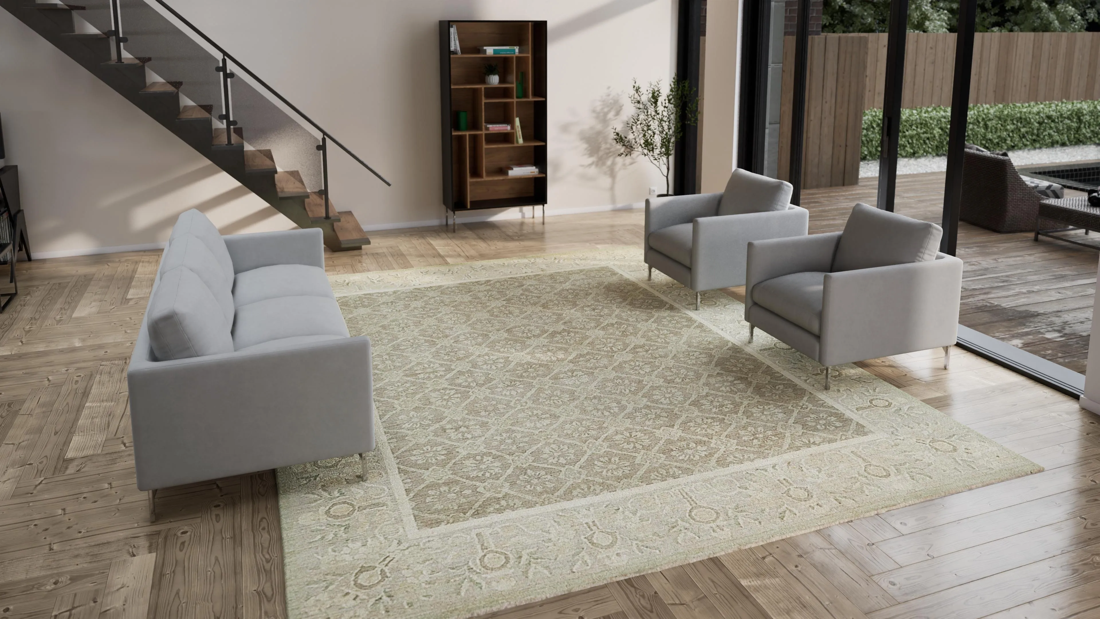Grey Traditional Wool Rug - 11'7" x 14'3"