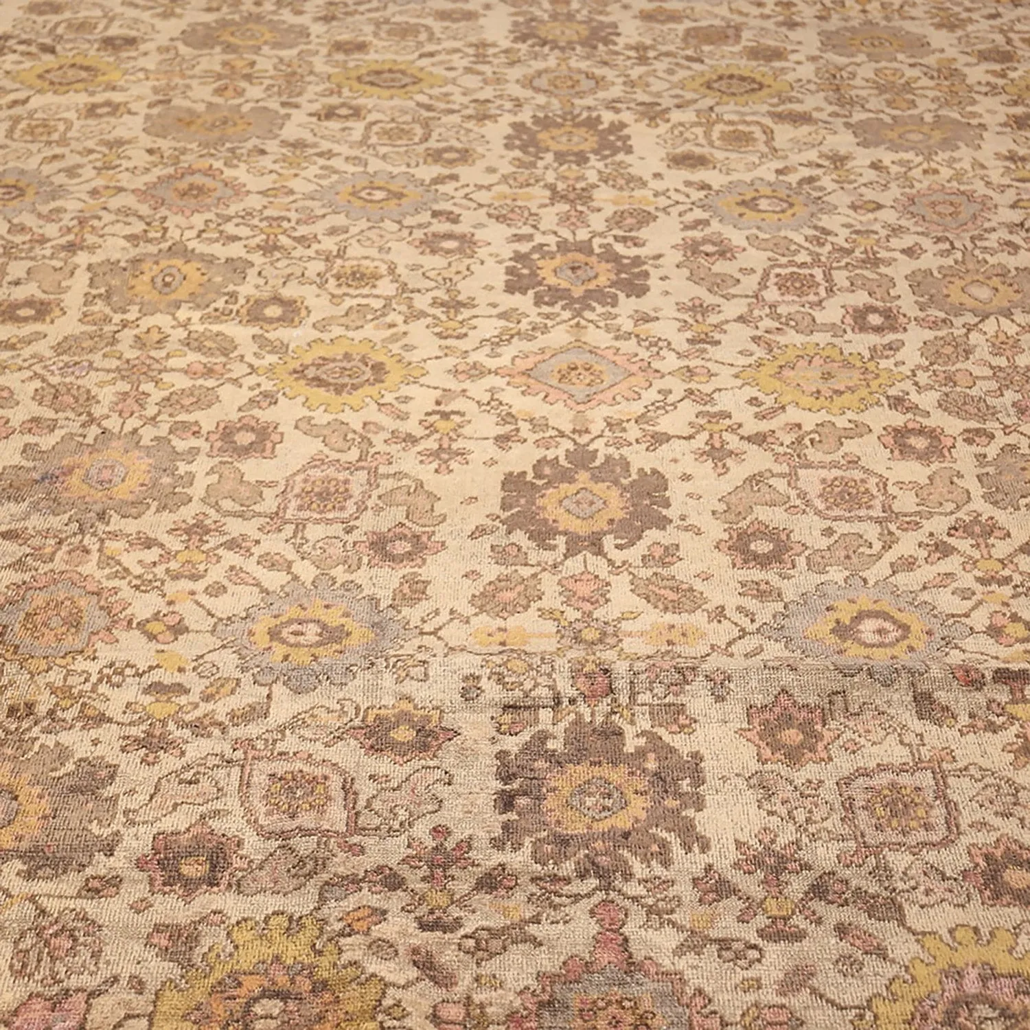 Ivory Antique Wool Persian Rug - 12' x 13'6"