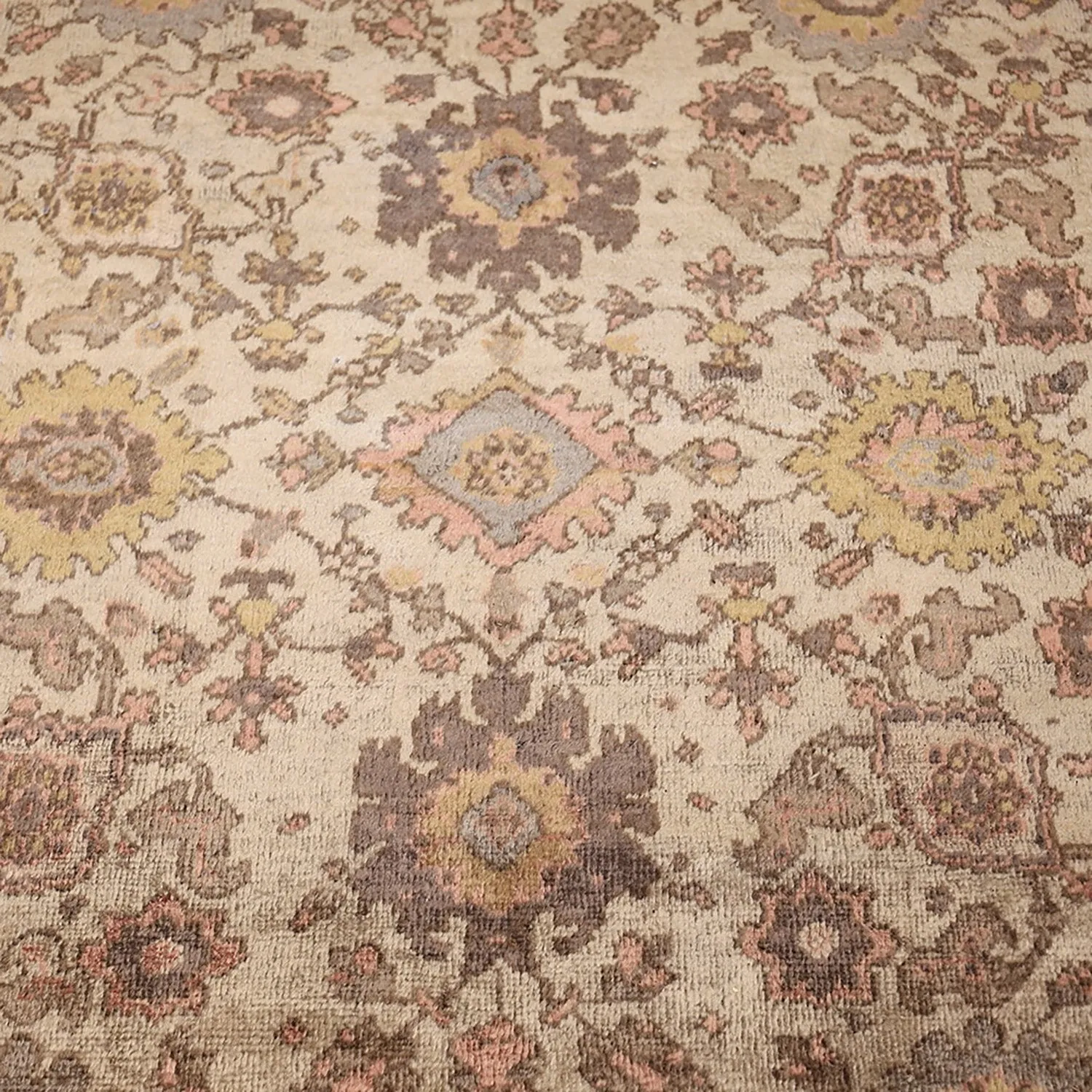 Ivory Antique Wool Persian Rug - 12' x 13'6"