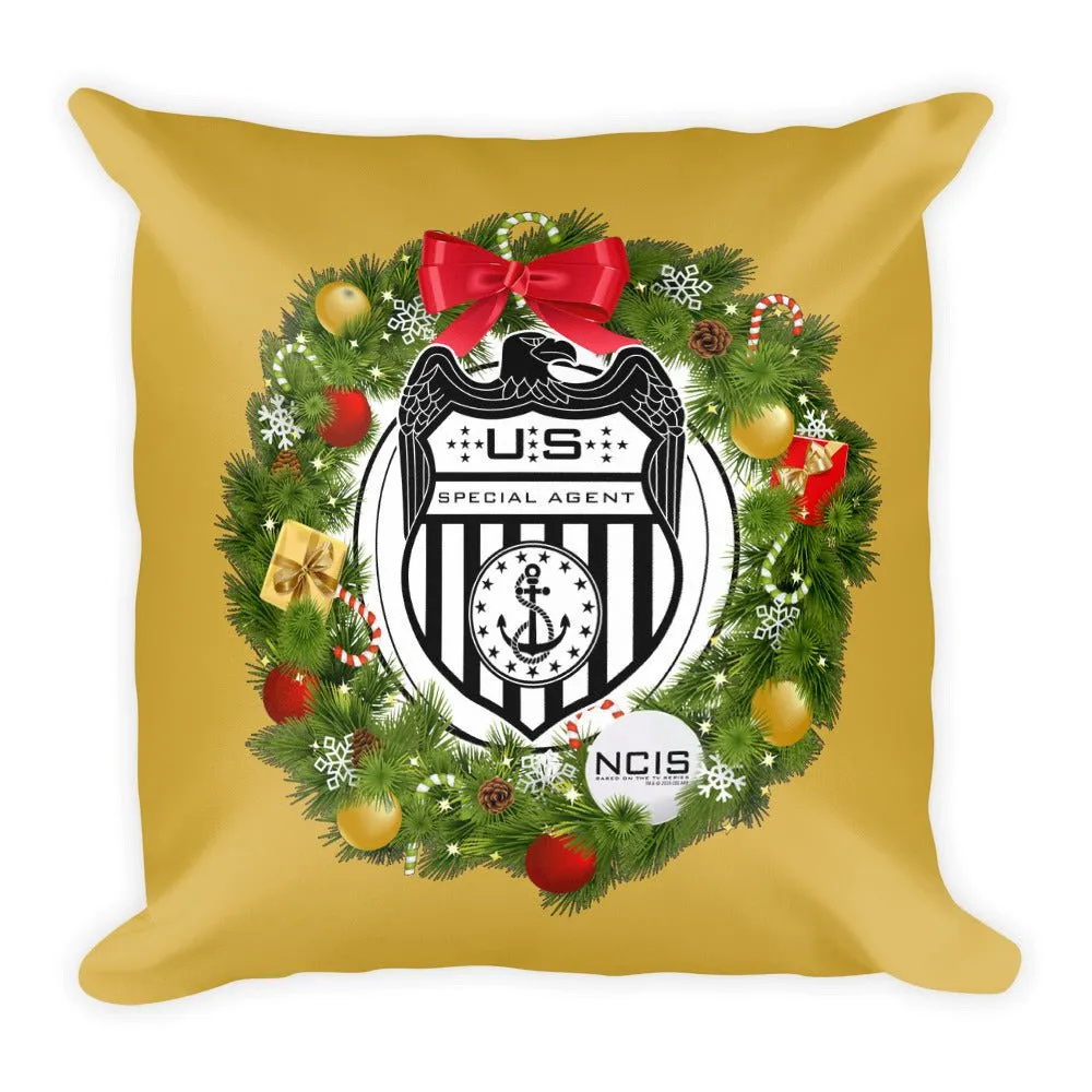 NCIS Special Agent Badge Wreath Throw Pillow - 16" x 16"