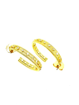 Oval Gold CZ Accent Hoops