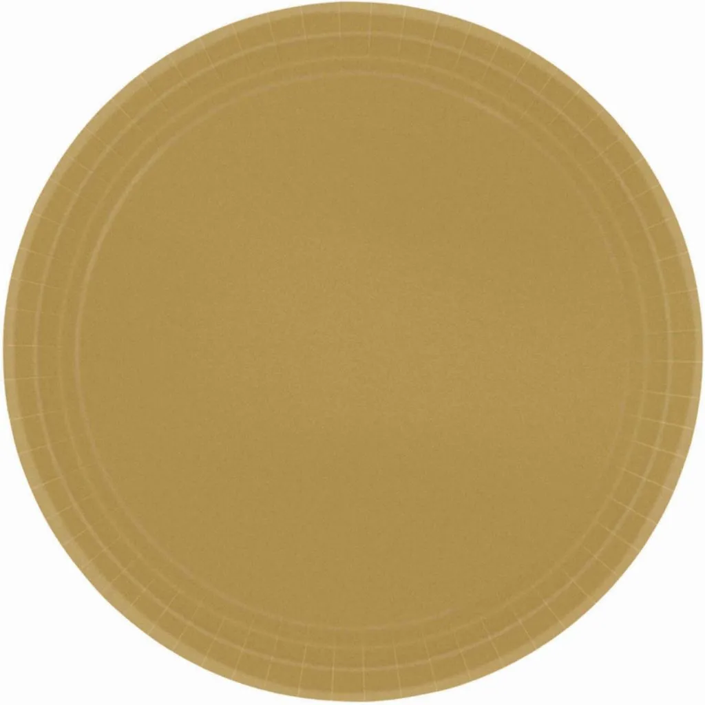 Paper Plates 23cm Round Gold Pack Of 20