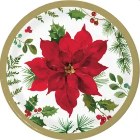 Posh Poinsettia 18cm Round Paper Plates