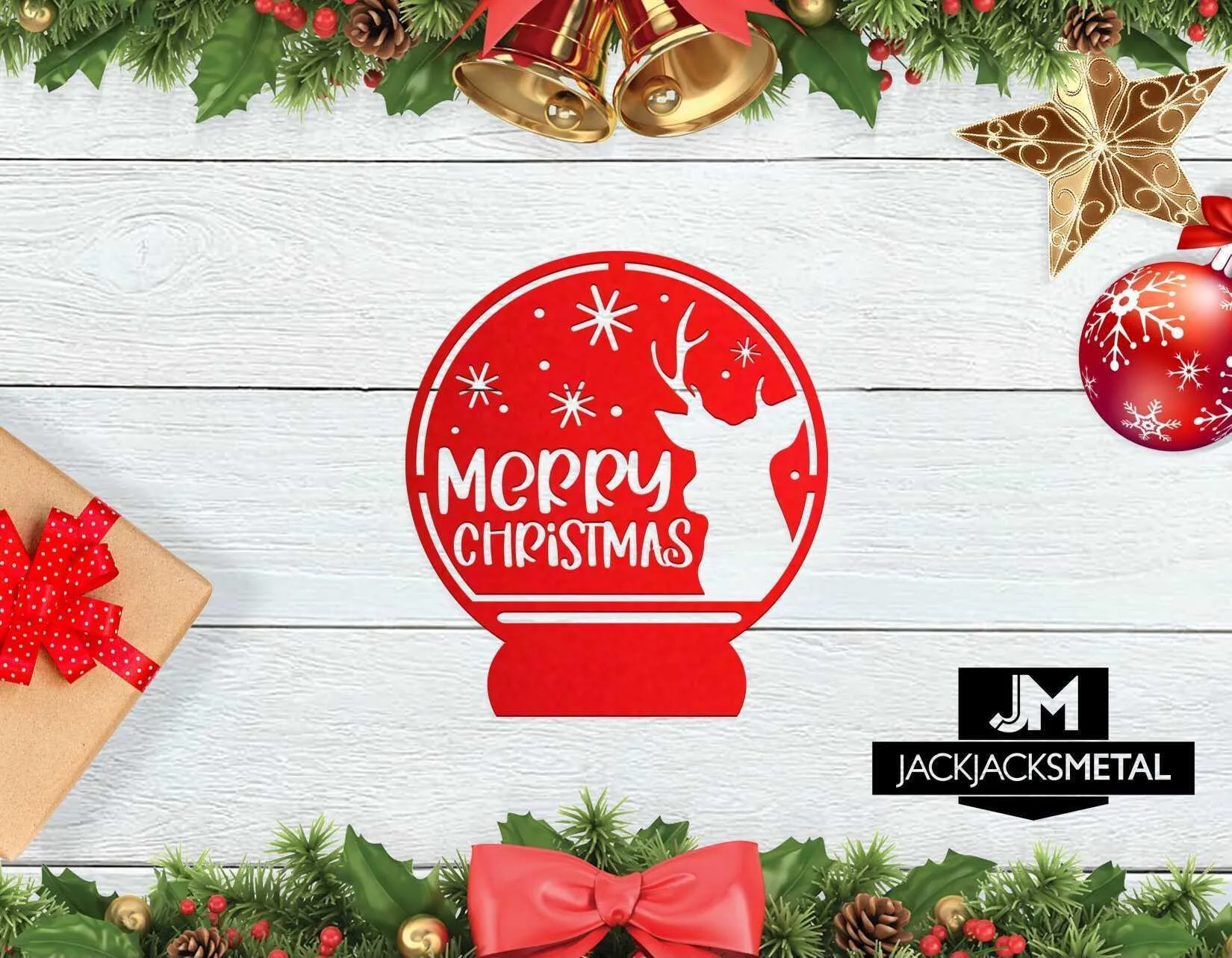 Snow Globe Wall Art - Christmas Metal Wall Design