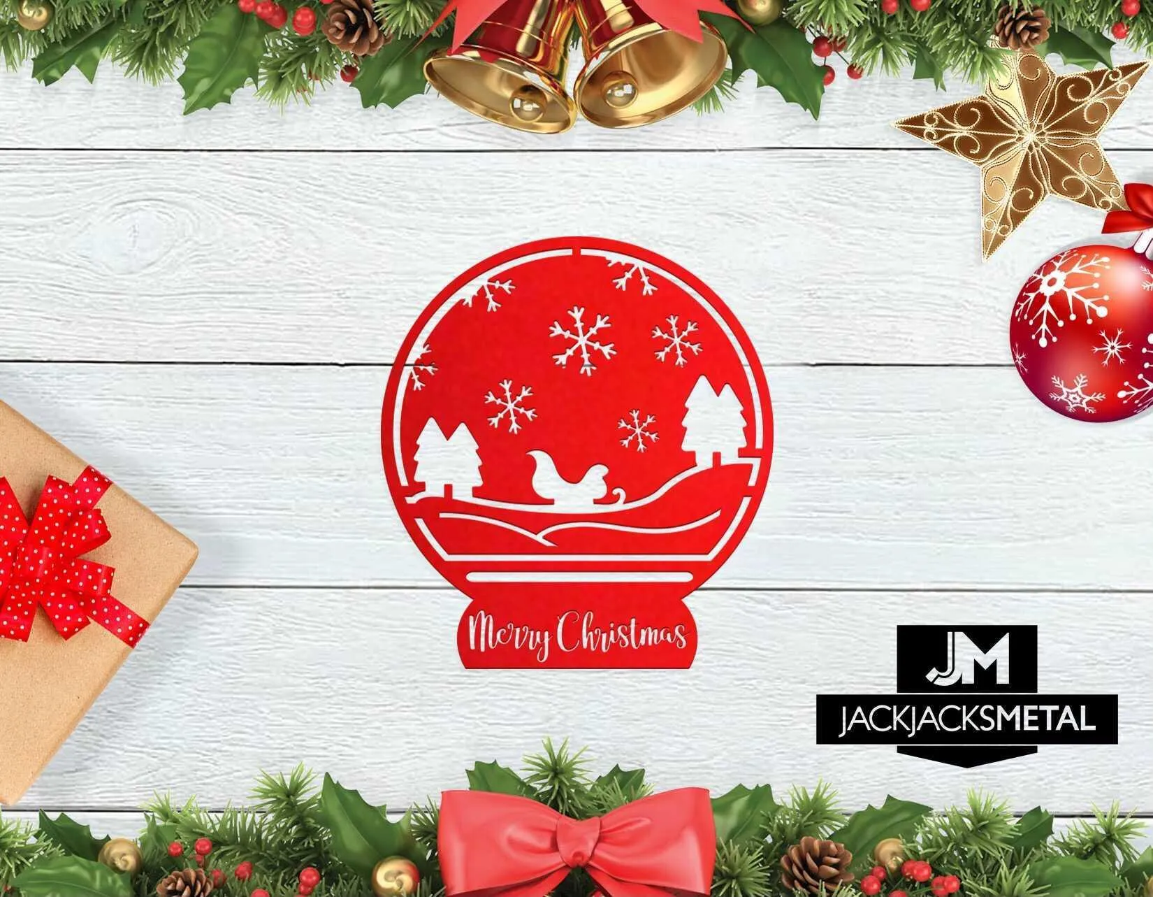 Snow Globe Wall Art - Christmas Metal Wall Design