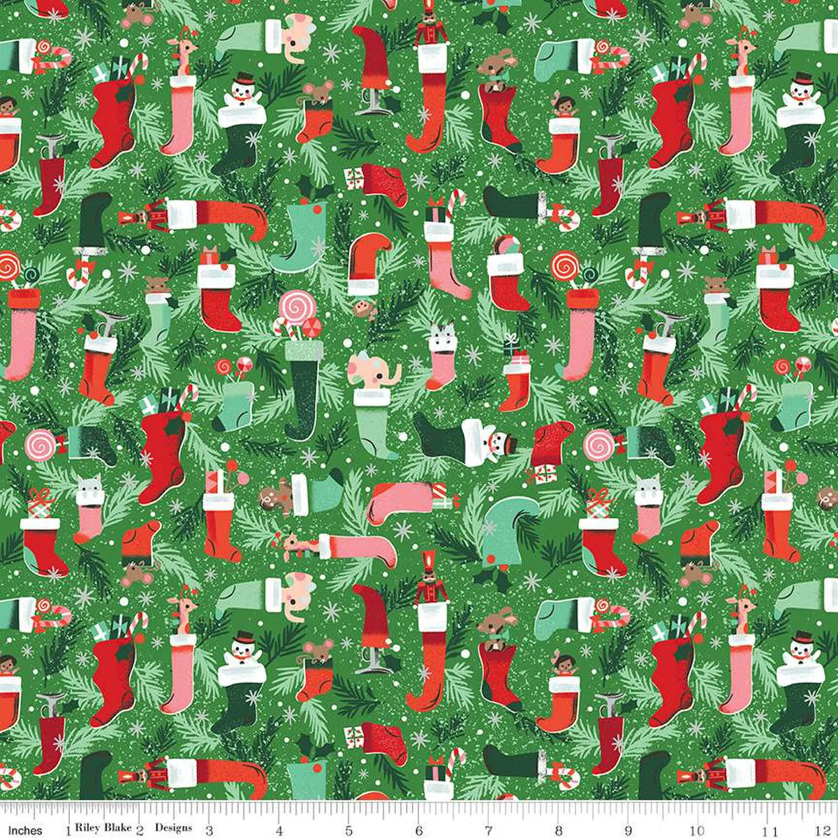 'Twas - Stockings Were Hung in Green Sparkle - SC13463-GREEN - Half Yard